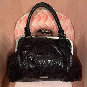 Elle Black Snakeskin Satchel
